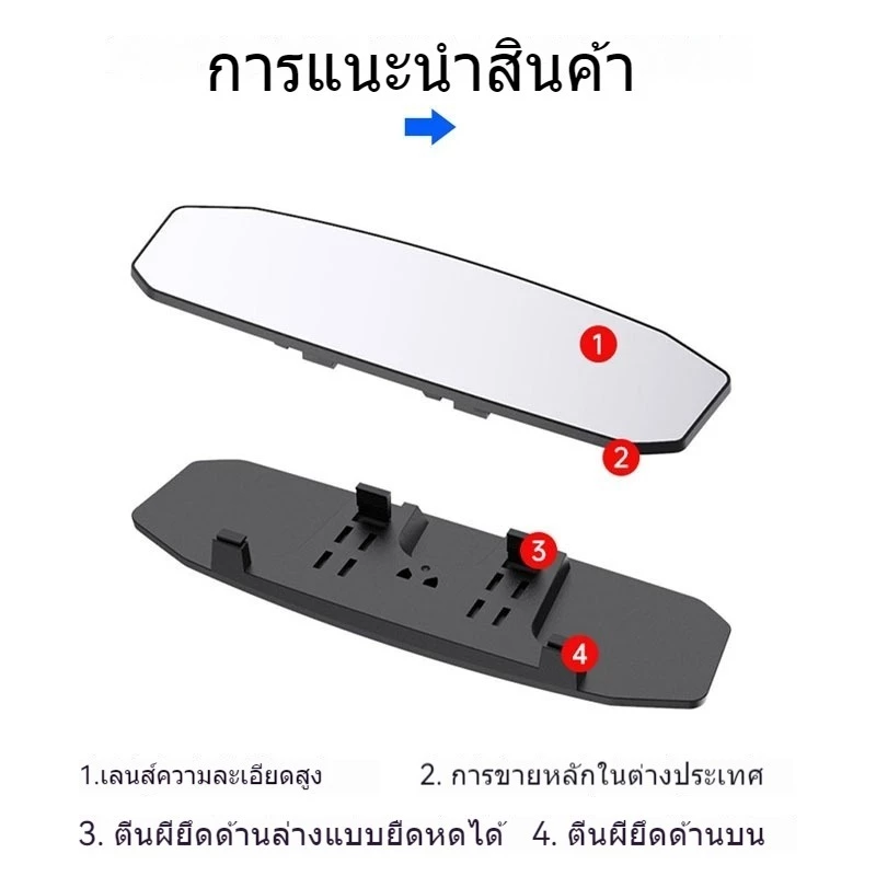 SEAMETAL กระจกมองหลังรถยนต์ เข้ากับรถทุกประเภท ไม่มีกรอบ มุมกว้าง กันแสงสะท้อน กระจกมองหลังความคมชัดสูง thumbnail 7