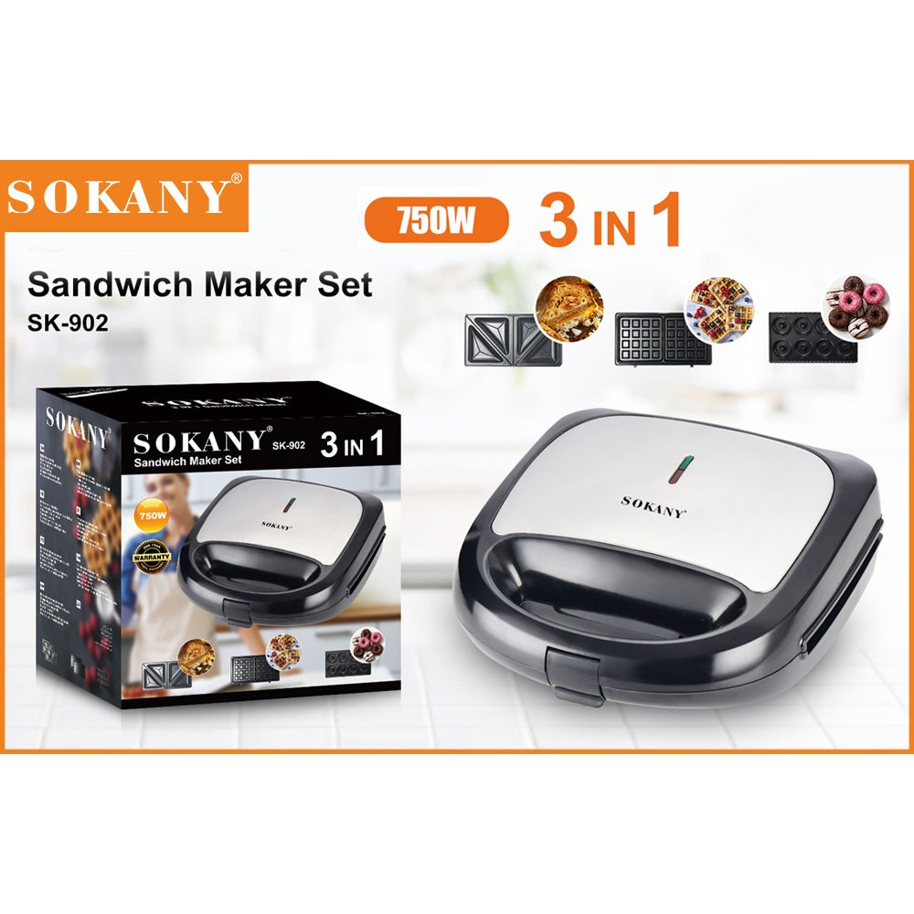 SOKANY 3in1 750W เครื่องทำวาฟเฟิล เครื่องทําโดนัท เครื่องทําขนมไข่ มีหลากหลายรุ่นให้เลือก