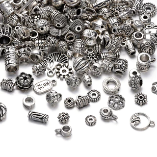ลูกปัดคั่น ชุดอุปกรณ์เครื่องประดับ DIY 20-50g รวมจี้ สเปเซอร์ ฐานลูกปัด สำหรับทำสร้อยคอ สร้อยข้อมือ