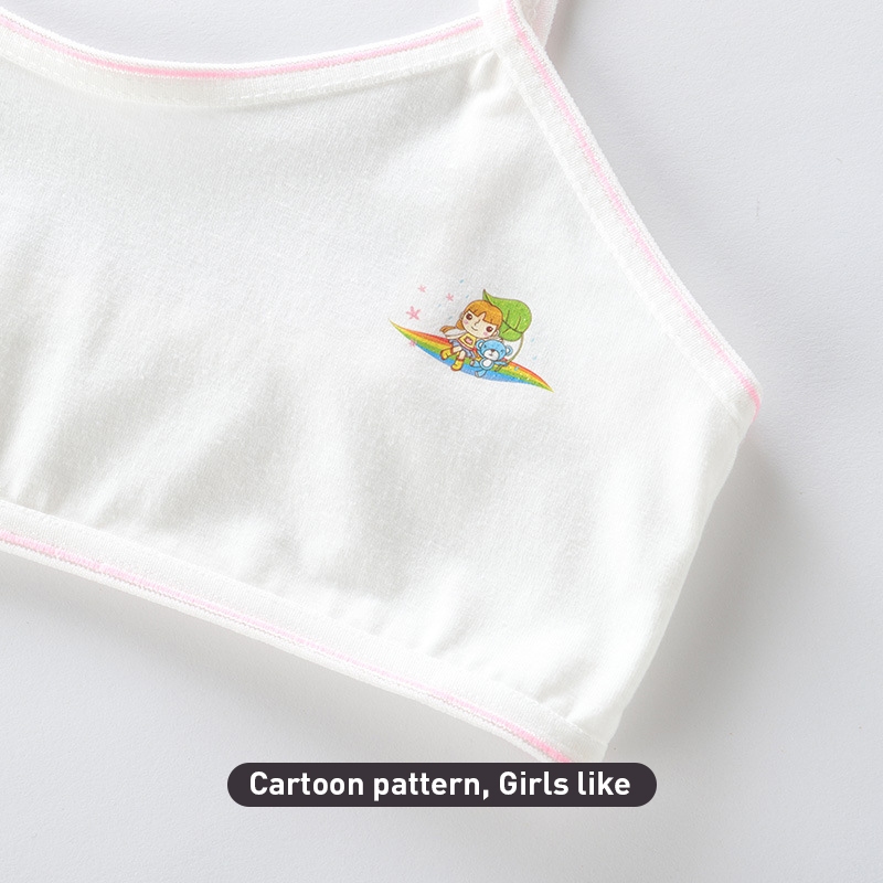 [MKIDS Fashion] 5 ชิ้นชุดชั้นในผ้าฝ้ายเด็กระบายอากาศไม่มีบราเสื้อกั๊กสำหรับสาว 8-16Y (รูปแบบสุ่ม)