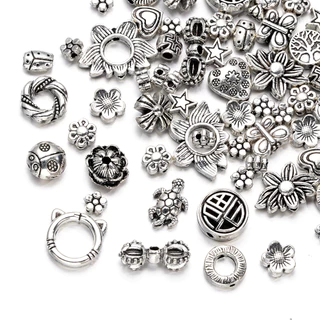 ลูกปัดคั่น ชุดอุปกรณ์เครื่องประดับ DIY 20-50g รวมจี้ สเปเซอร์ ฐานลูกปัด สำหรับทำสร้อยคอ สร้อยข้อมือ