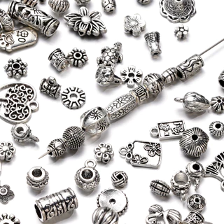 ลูกปัดคั่น ชุดอุปกรณ์เครื่องประดับ DIY 20-50g รวมจี้ สเปเซอร์ ฐานลูกปัด สำหรับทำสร้อยคอ สร้อยข้อมือ