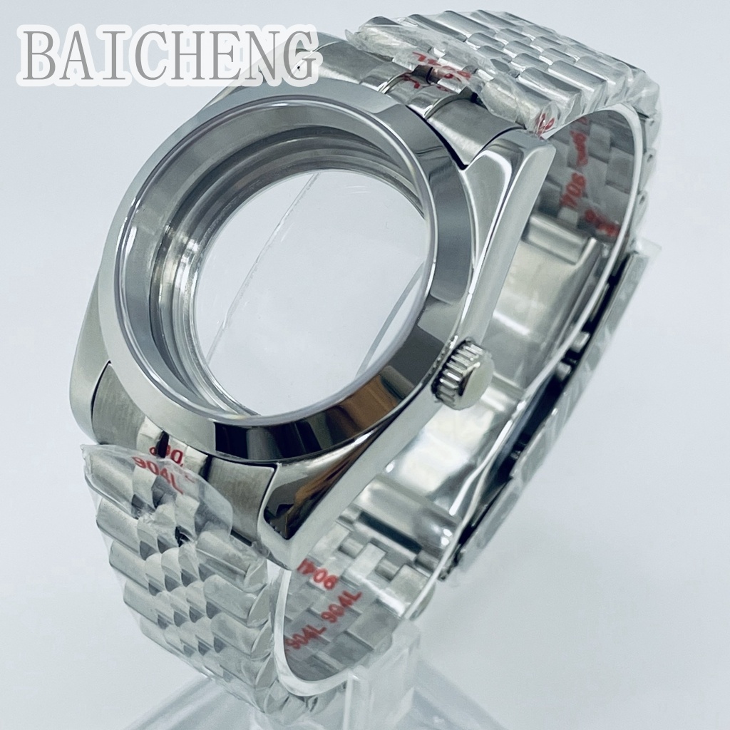 Baicheng Datejust Case 36mm 40mm NH34 NH35 NH36 PT5000 ETA2824 นาฬิกาสีเงินกันน้ําพร้อม Sapphire Cry