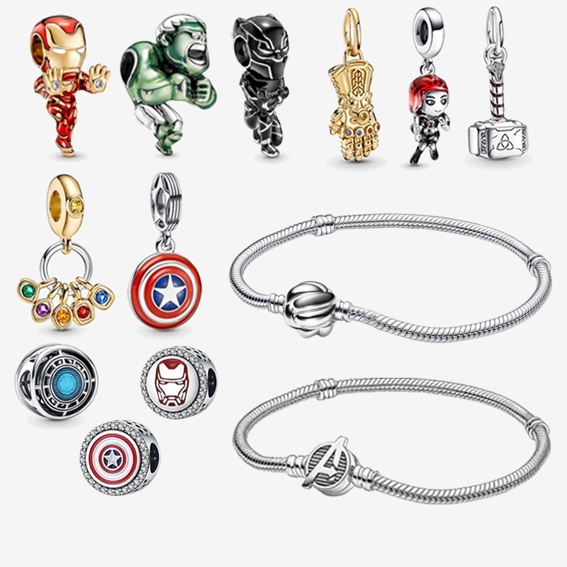 Silver 925 Marvel Universe Series-Avengers Beaded Bracelet-DIY Jewelry Gift