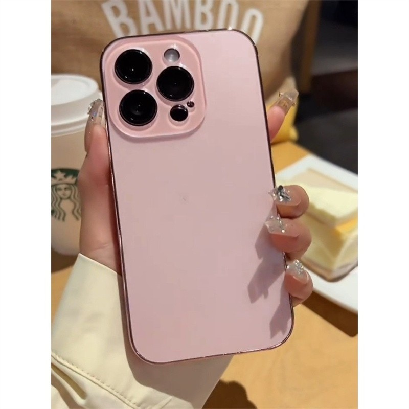 หรูหรา Electroplated Frosted Glass Case สําหรับ IPhone 15 14 12 11 13 Pro Max 15Plus 14Plus PC Cover - ภาพย่อย 2