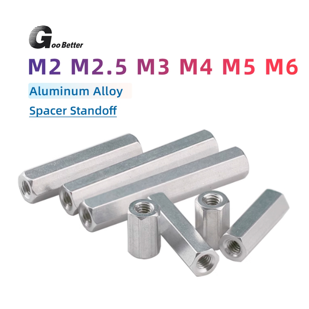 Double Pass Hex Standoff บอร์ดเสาด้ายหกเหลี่ยม PCB เมนบอร์ด Spacer Nut คอลัมน์กลวง M2 M2.5 M3 Spacer หญิงเสาด้ายหกเหลี่ยมอลูมิเนียม Stud Standoff Hex