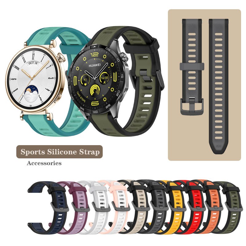 18 มม.20 มม.22 มม.กีฬาซิลิโคนสําหรับ Huawei Watch GT5 GT4 41 มม.46 มม.GT3 SE Pro GT2 42 มม.46 มม./GT 2 2E 3 4 ปรับ Band