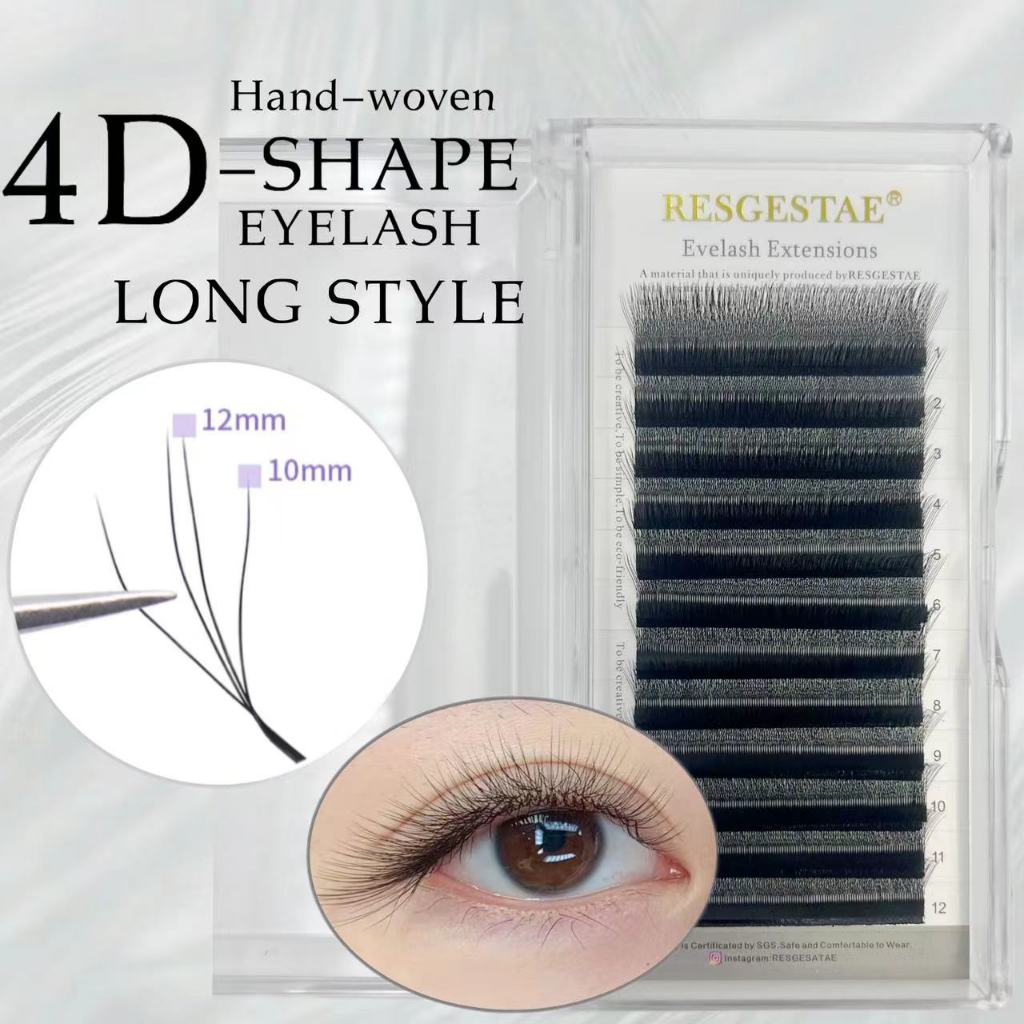 ขนตาปลอม W รูปร่าง 4D + ส่วนต่อขยายของขนตาพัดลม,ขนตายาวกลาง,ขนตานุ่มสบายต่อขนตา