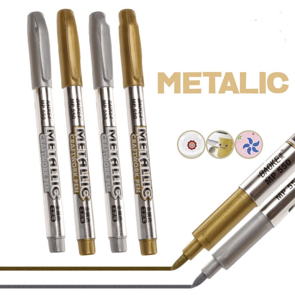 Y&X ปากกามาร์กเกอร์เมทัลลิก สีทอง และสีเงิน ขนาด 1.5 มม. สําหรับนักเรียน