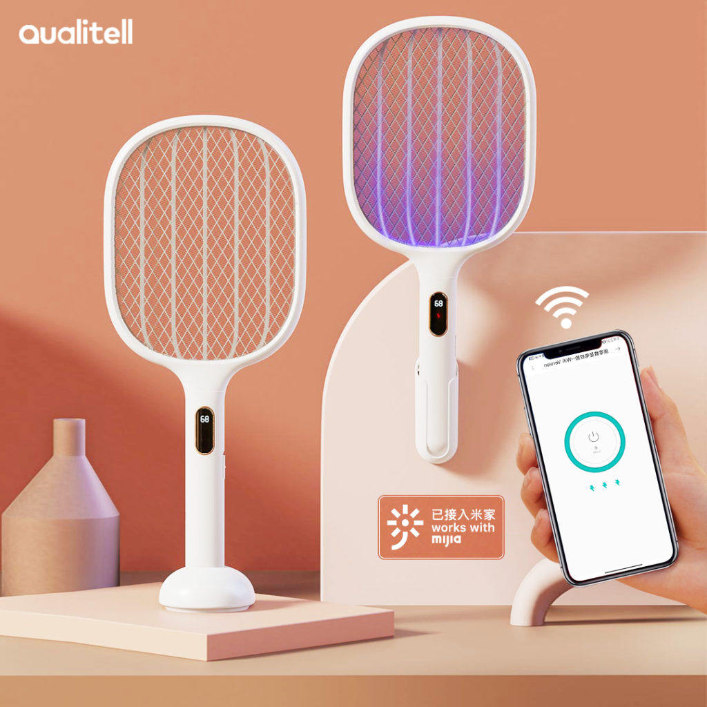 Qualitell ไม้ตียุงไฟฟ้าอัจฉริยะ แบบชาร์จไฟได้ ที่แข็งแกร่งพิเศษ ควบคุมยุง เครื่องดักยุงอัตโนมัติ