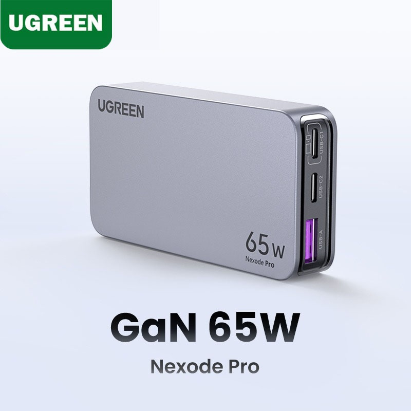 Ugreen Nexode Pro 65W USB C Charger Ultra-Slim 3 พอร์ต GaN Fast Charger Wall Charger Travel พับได้ Protable ขนาดเล็กมินิ Super Fast Charging 2024 ใหม่
