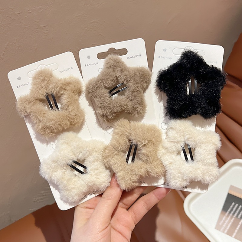 กิ๊บติดผมตุ๊กตารูปดาวห้าแฉกน่ารักผู้หญิง Bangs Choppy Hairpin เครื่องประดับผม
