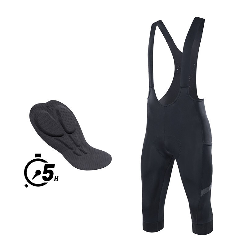 Santic 3/4 ขี่จักรยานกางเกงขาสั้นผู้ชาย 4D Padding Breathable สะท้อนแสง Anti-slip กระเป๋า WM24C05178H