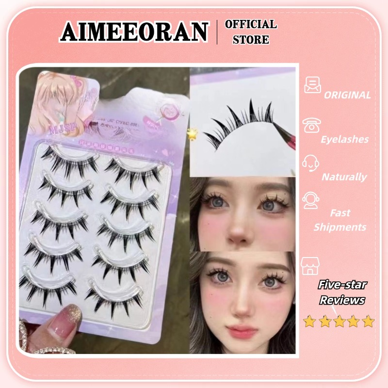 【พร้อมส่ง+COD】Mengjieshangpin ขนตาปลอม มังงะ บาร์บี้ ปีศาจ ประเภท A หูแมว ธรรมชาติ ขยาย ขนตา คอมมิก สไตล์แฟรี่ พร้อมกาว 5 คู่