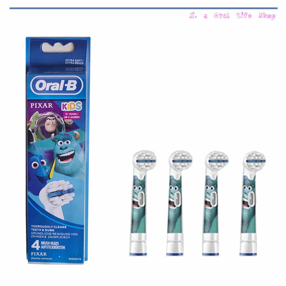 หัวแปรงแปรงสีฟันไฟฟ้าสําหรับเด็ก Oral b Cartoon Pixar (แพ็คละ 4 ชิ้น)