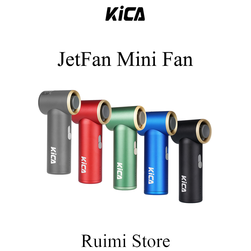 KiCA JetFan Mini Air Blower Pocket Turbo Fan พัดลมแบบพกพาแบบชาร์จไฟได้ 13 ชั่วโมงอายุการใช้งานแบตเตอรี่เต็มรูปแบบโลหะคูลเนสบาร์บีคิวทําความสะอาด