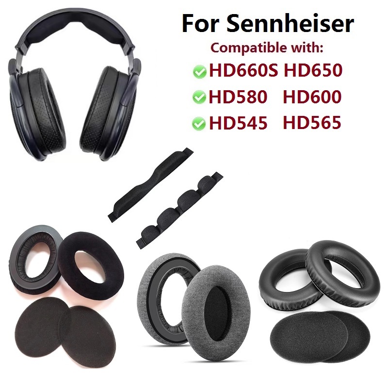 อัพเกรดแผ่นรองหูฟังสําหรับ Sennheiser HD660S/HD650/HD600/HD545/HD565/HD580 หูฟังครอบคลุม Earmuffs หมอนหูแถบคาดศีรษะเบาะ