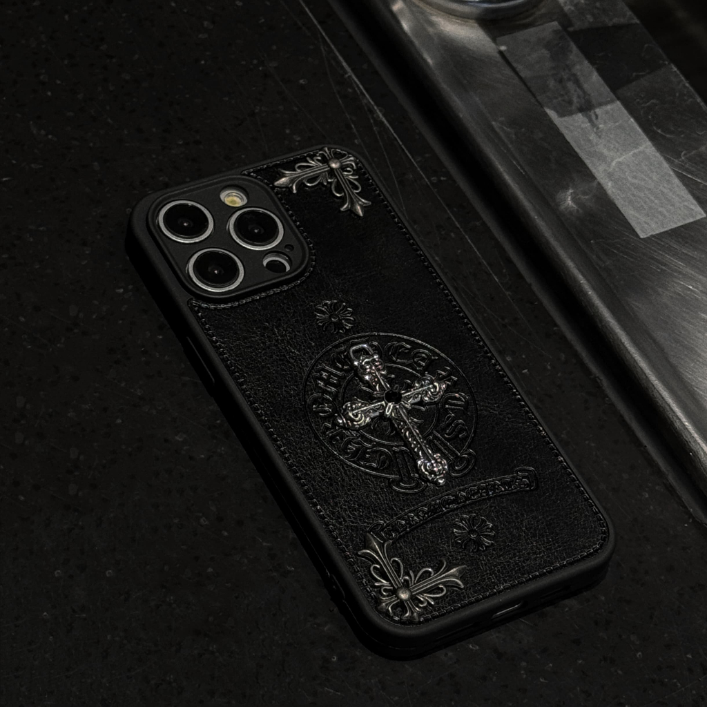 Trend Chrome Hearts cross หนังนุ่มเครื่องประดับเงิน DIY เคสโทรศัพท์สําหรับ iphone 16 15 Pro Max 14 Pro Max i14 Plus 13 Pro Max i13 13pro i11 11 Pro Max 12 Pro Max ฝาครอบป้องกัน