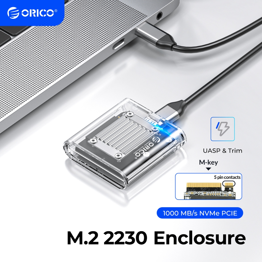 Orico M.2 NVMe SSD Enclosure 2230 NVMe กรณี M.2 ถึง USB Type C อะแดปเตอร์ภายนอกสําหรับ PCIe SSD (TC20-MS)