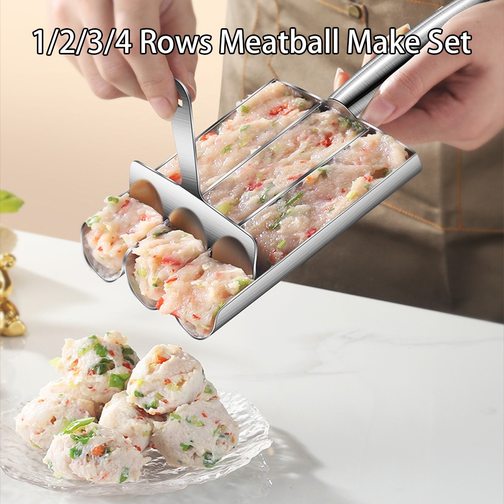 1/2/3/4 แถว Meatball Maker ห้องครัวสแตนเลสทํา แม่พิมพ์ปลา Beaf Ball ข้าวลูกแม่พิมพ์ทําอาหารโฮมเมดเนื้อ Baller เครื่องมือ