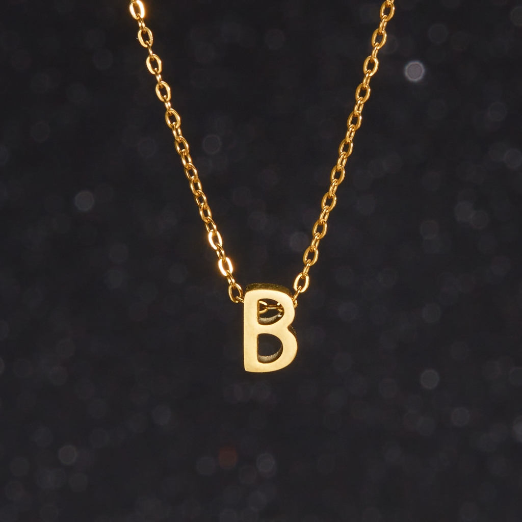 Jushi 18K gold จี้สแตนเลสไม่ขัดชื่อย่อสร้อยคอผู้หญิงเงิน Hypoallergenic - รูปที่ 3