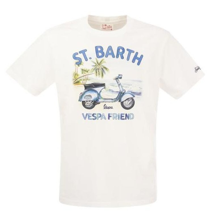 Mc2 SAINT BARTH23SS เสื้อยืดแขนสั้นผู้ชายผู้หญิงสไตล์เดียวกันการพิมพ์ผ้าฝ้ายแท้