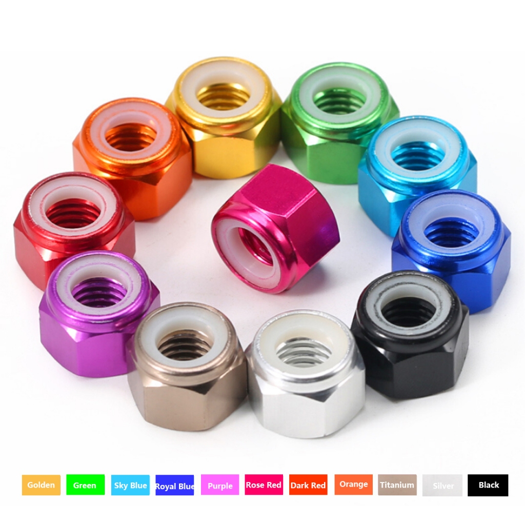 M2 M3 M4 M5 M6 M8Multicolor อลูมิเนียมอัลลอยด์หน้าแปลนอ่อนนุชล็อคน็อตไนลอนใส่ฝาเกลียวหน้าแปลน Locknuts อลูมิเนียมอัลลอยด์หกเหลี่ยม Hex Nut