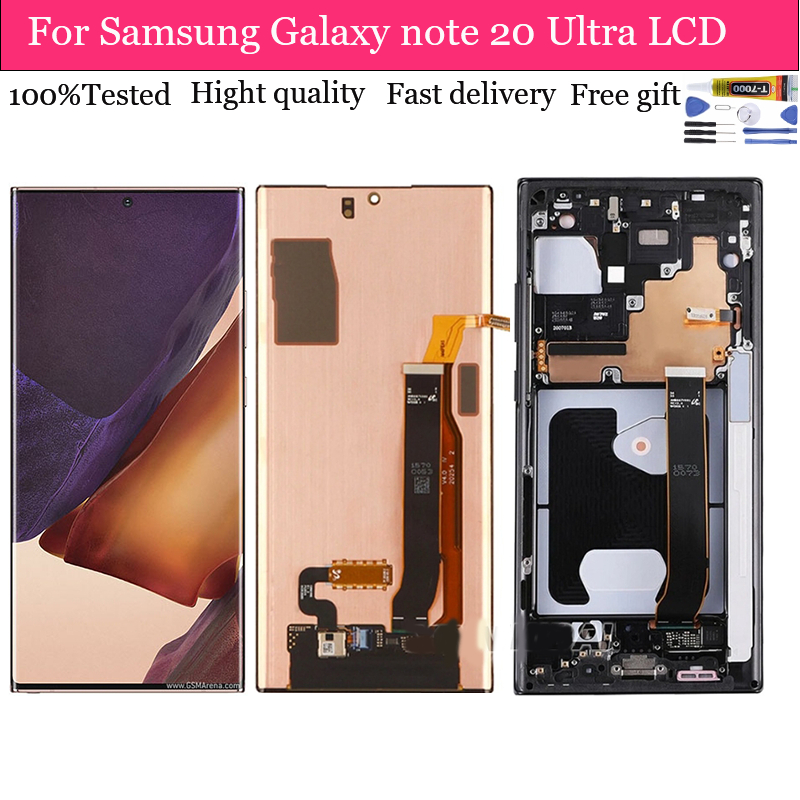Original AMOLED สําหรับ Samsung Galaxy หมายเหตุ 20 Ultra SM-N985 N985F จอแสดงผล Note20 Ultra 5G SM-N986F N986B LCD หน้าจอสัมผัส