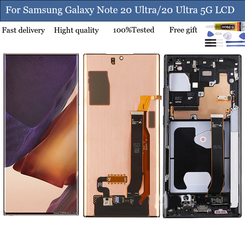 Original สําหรับ Samsung Galaxy หมายเหตุ 20 Ultra SM-N985 N985F จอแสดงผล Note20 Ultra 5G SM-N986F N986B LCD หน้าจอสัมผัส