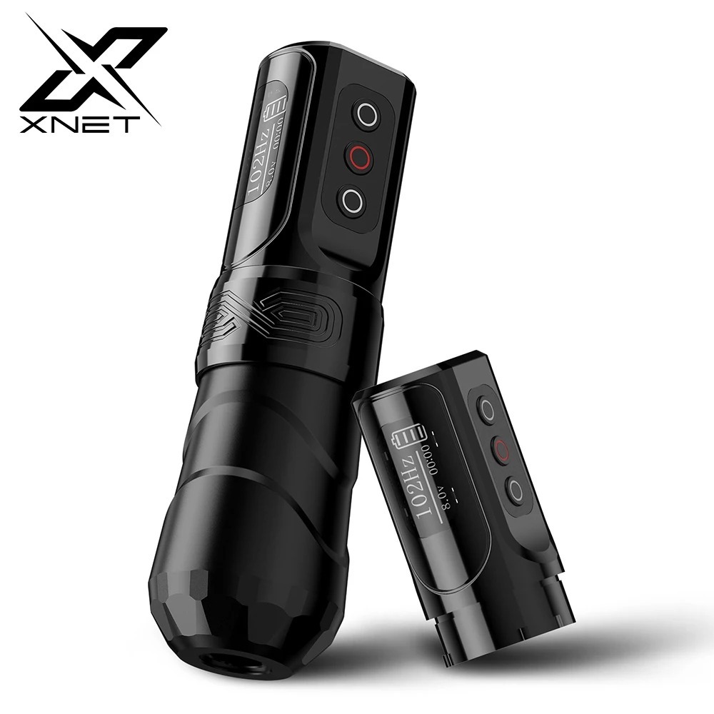 XNET Flux MAX เครื่องสักไร้สาย พร้อมแบตเตอรี่ 2 ก้อนปากกาหมุนมืออาชีพมอเตอร์ไร้เพลาอันทรงพลังพร้อมจอแสดงผล LED ดิจิตอลสำหรับศิลปะการสัก