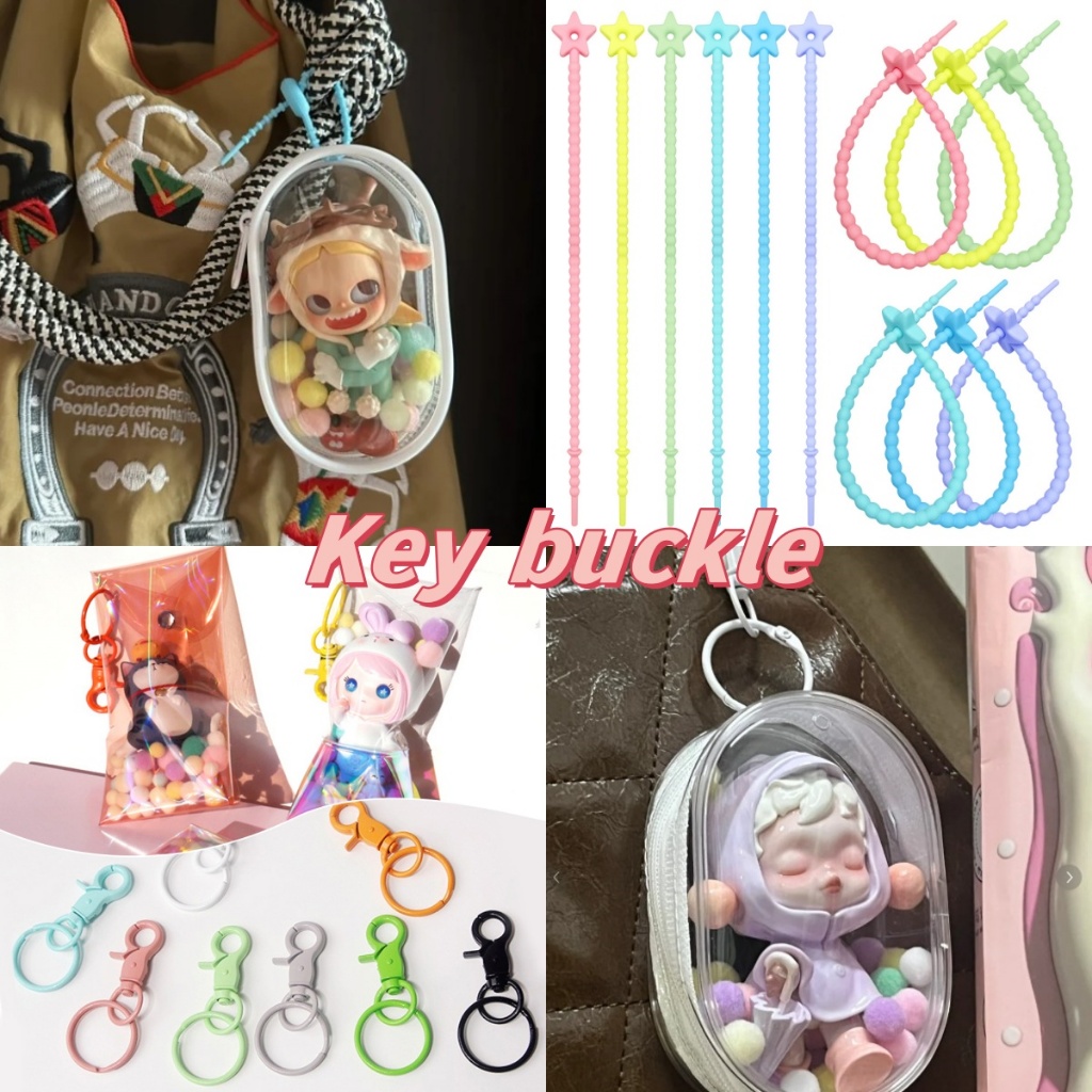 คอลเลกชันงานอดิเรกพวงกุญแจอุปกรณ์เสริม 22 ซม.DIY สายซิลิโคน Macaron จี้สี