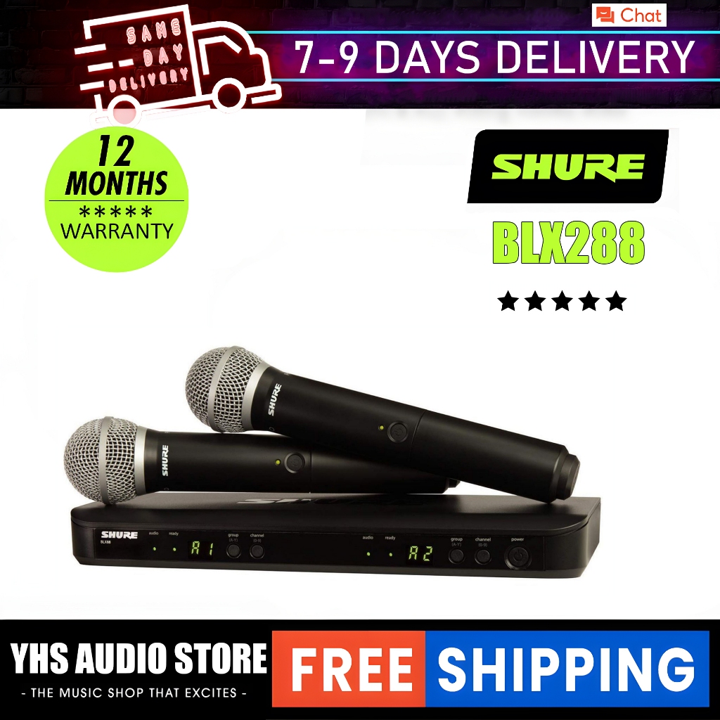 Shure BLX288/PG58/SM 58/BETA58A ระบบไมโครโฟนไร้สาย UHF - เหมาะสําหรับโบสถ์ คาราโอเกะ และเสียงร้อง รว
