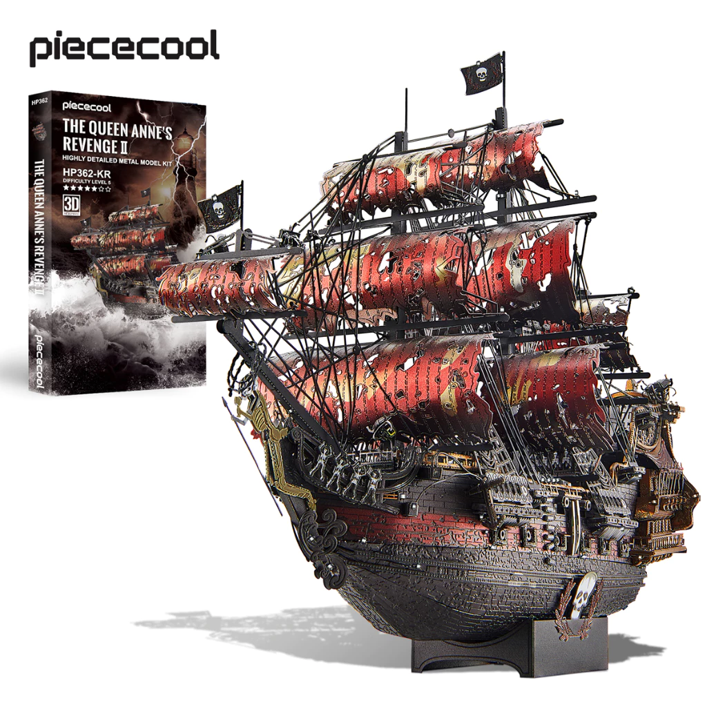 Piececool 3D โลหะชุด Queen Annes Revenge เรือโจรสลัด DIY ประกอบชุดอาคารวันเกิดที่ดีของขวัญปีใหม่สําหรับวัยรุ่น