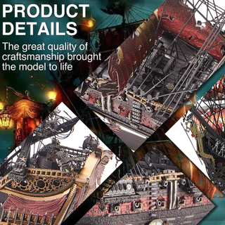 Piececool 3D โลหะชุด Queen Annes Revenge เรือโจรสลัด DIY ประกอบชุดอาคารวันเกิดที่ดีของขวัญปีใหม่สําหรับวัยรุ่น