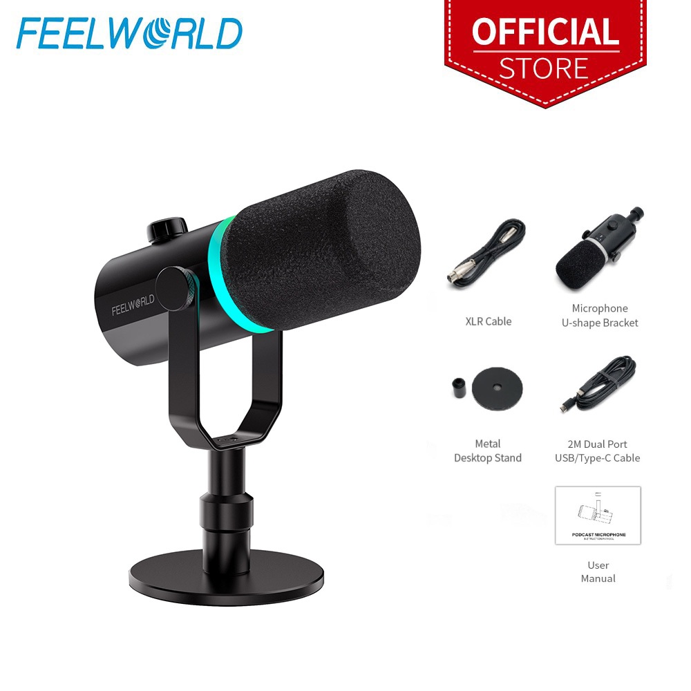 Feelworld PM1 XLR/USB แบบไดนามิกไมโครโฟนสําหรับ FEELWORLD PM1 XLR/USB แบบไดนามิกไมโครโฟนสําหรับ PC คอมพิวเตอร์แล็ปท็อปบันทึกสตูดิโอร้องเพลงสตรีมมิ่งสําหรับเล่นเกม