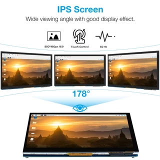 LAFVIN 5/7 นิ้วหน้าจอสัมผัสจอแสดงผล IPS DSI เข้ากันได้กับ Raspberry Pi 5/4/3, 800x480 พิกเซลหน้าจอ Capacitive MIPI อินเทอร์เฟซแฮนด์ฟรี