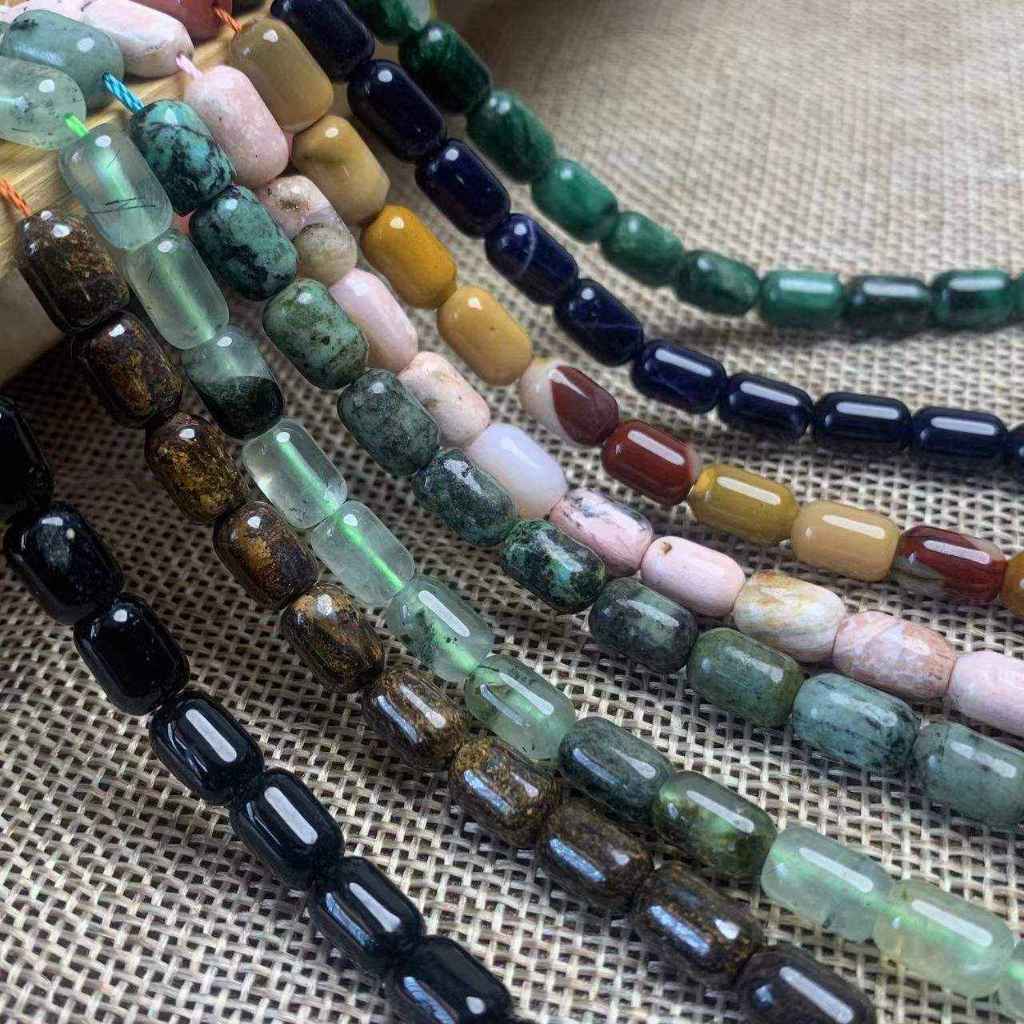ลูกปัด 6x9 มม.ลูกปัด 8 อัญมณี Prehnite Opal Sodalite ทัวร์มาลีนสีดํา ความยาว 38 ซม.
