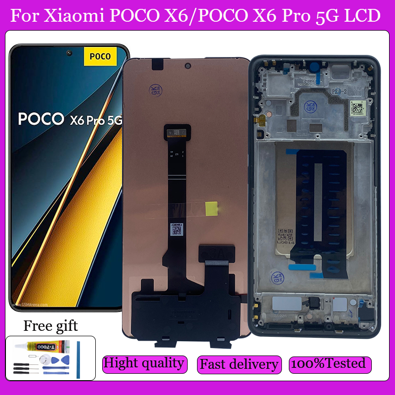 Original สําหรับ Xiaomi POCO X6 5G/POCO X6 Pro 5G LCD 2311DRK48G 2311DRK48I จอแสดงผล Touch Screen Digitizer Assembly