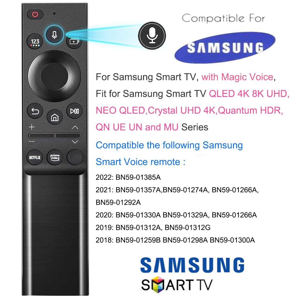 รีโมทคอนโทรลทดแทนสําหรับ Samsung Smart TV, พร้อม Magic Voice, Fit สําหรับ Samsung Smart TV QLED 4K 8