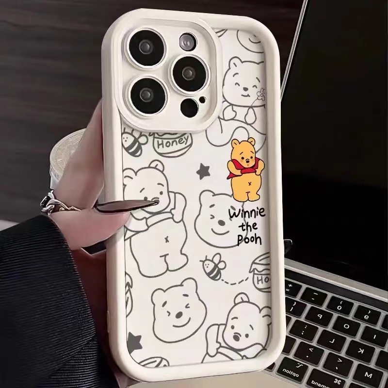 เคส Honor X9B 5G X8A 4G X7A 4G X9 4G 5G 90 Lite 5G 90 5G ป้องกันการตกการ์ตูนลายเส้นหมีน้อยกรณีโทรศัพท์