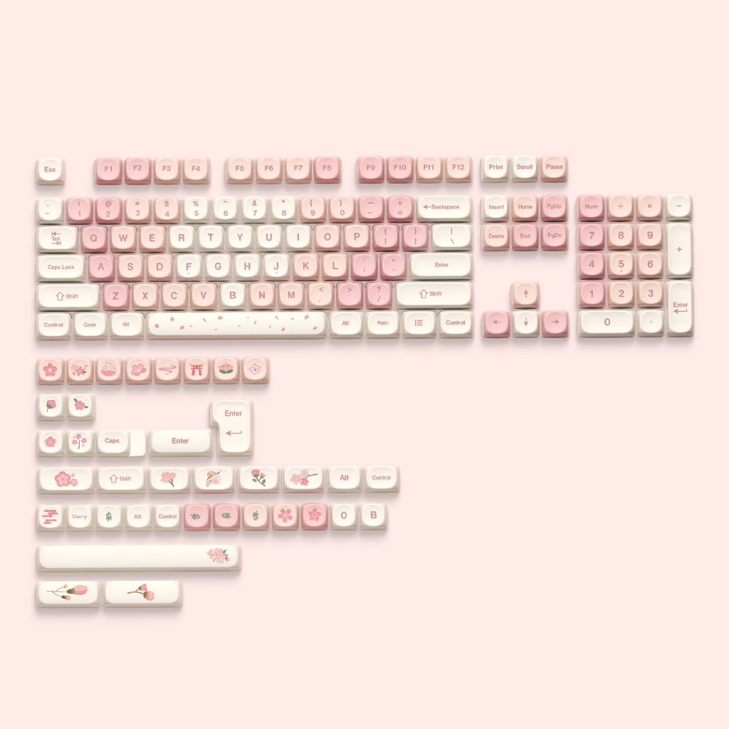 Xvx Sakura Cherry MOA Profile Double Shot PBT Keycap Set (143-Key)
