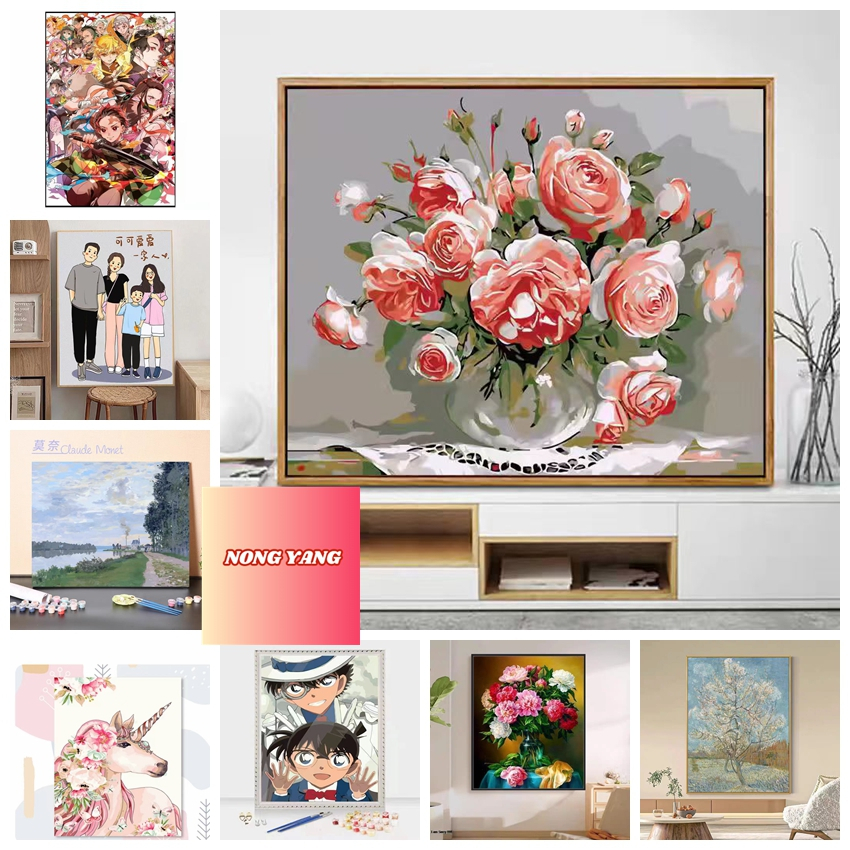 Nong Yang-30*40cm/40*50cm-ระบายสีตามตัวเลข--diy ภาพวาดสีน้ํามันดิจิตอล-พร้อมสต็อก-ส่วนลด _ ทําเองภาพสีน้ํามันดิจิตอลผู้ใหญ่อะคริลิบรรจุมือวาดภาพประกอบรักษาชุดบีบอัดสีน้ํามันระบายสี-ระบายสีตามเลข--ระบายสีตามตัวเลข วันพีช--ระบายสีตามตัวเลข ดอกไม้-