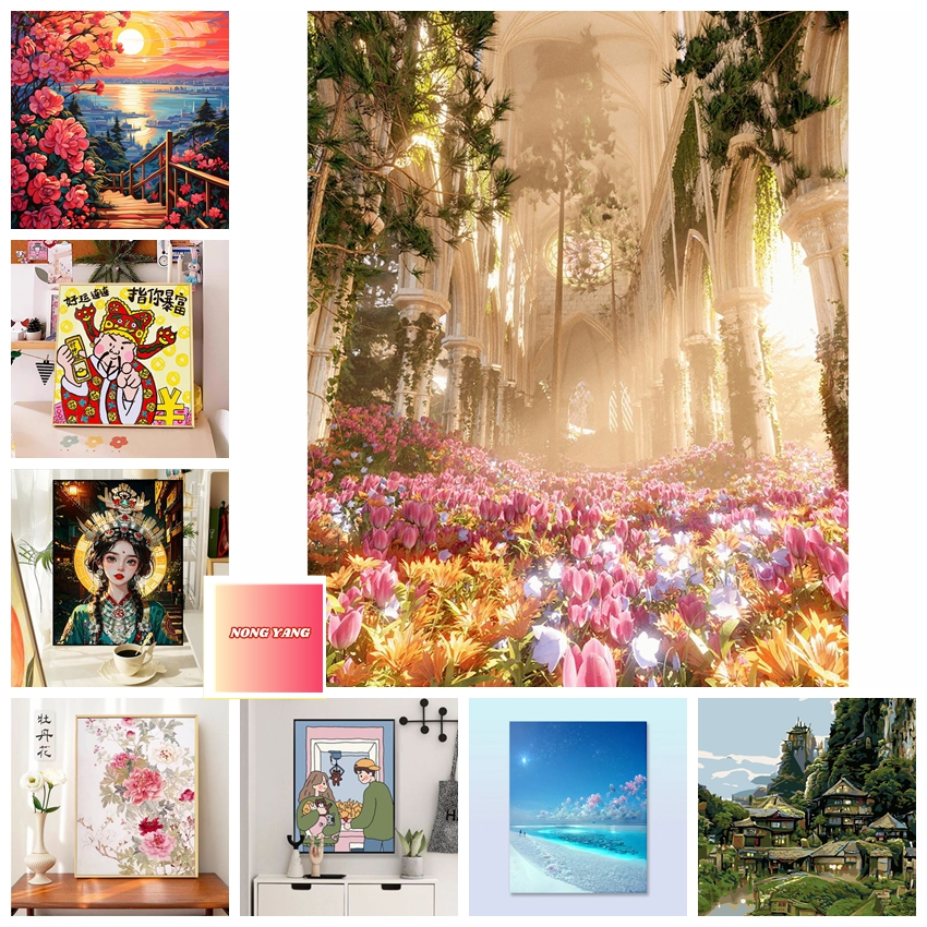 Nong Yang-30*40cm/40*50cm-ระบายสีตามตัวเลข--ชุดระบายสี ตาม ตัวเลข-พร้อมสต็อกสไตล์สวัสดิการ _ ทําเองภาพสีน้ํามันดิจิตอลผู้ใหญ่อะคริลิบรรจุมือวาดภาพประกอบรักษาชุดบีบอัดสีน้ํามันสี-ภาพวาดระบายสีตามตัวเลข--สีระบายสีตามตัวเลข--รูประบายสีตามตัวเลข-