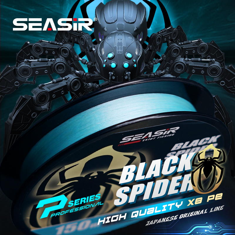 Seasir P-Series Black Spider x8 สายตกปลา Pe ถัก Ice Blue 8 Strands Pe ตกปลาสายหลัก 150M 16-40Lb อัพเกรดสายต้นฉบับญี่ปุ่น
