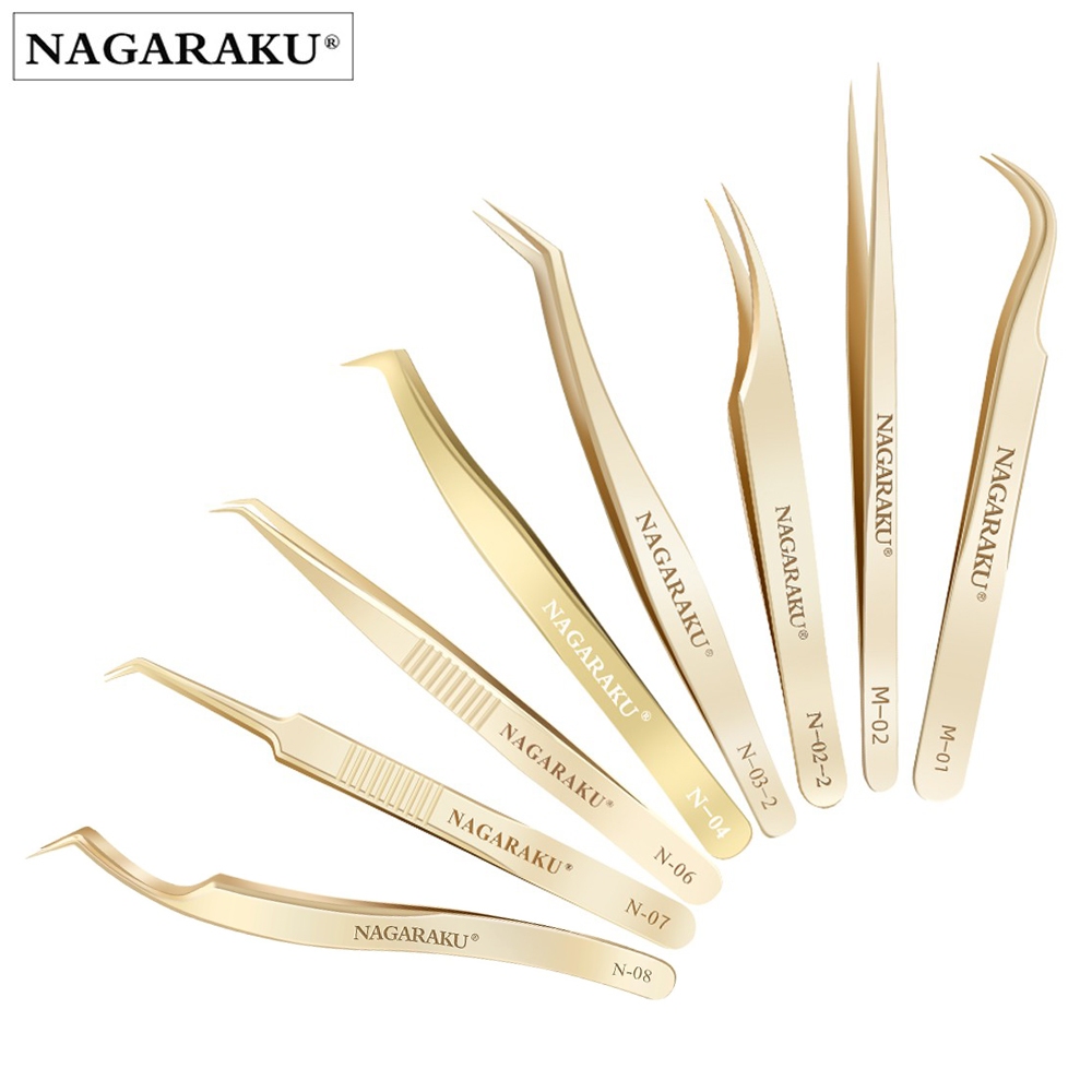 Nagaraku แหนบ สําหรับต่อขนตา แหนบ แฟนขนตา แหนบซีรีส์สีทอง