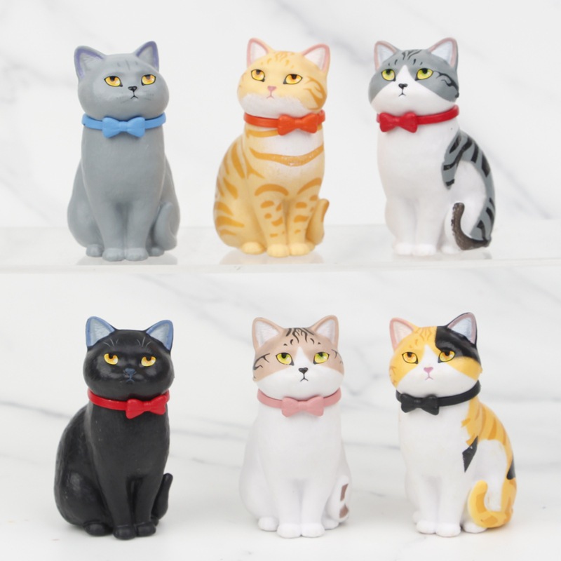 6 ชิ้น/เซ็ต 7 ซม.นั่ง PositionCat Miniature ตุ๊กตาสัตว์น่ารักแมวหัวเดสก์ท็อปเครื่องประดับของเล่นเด็ก Home Landscape Decor ของขวัญสร้างสรรค์