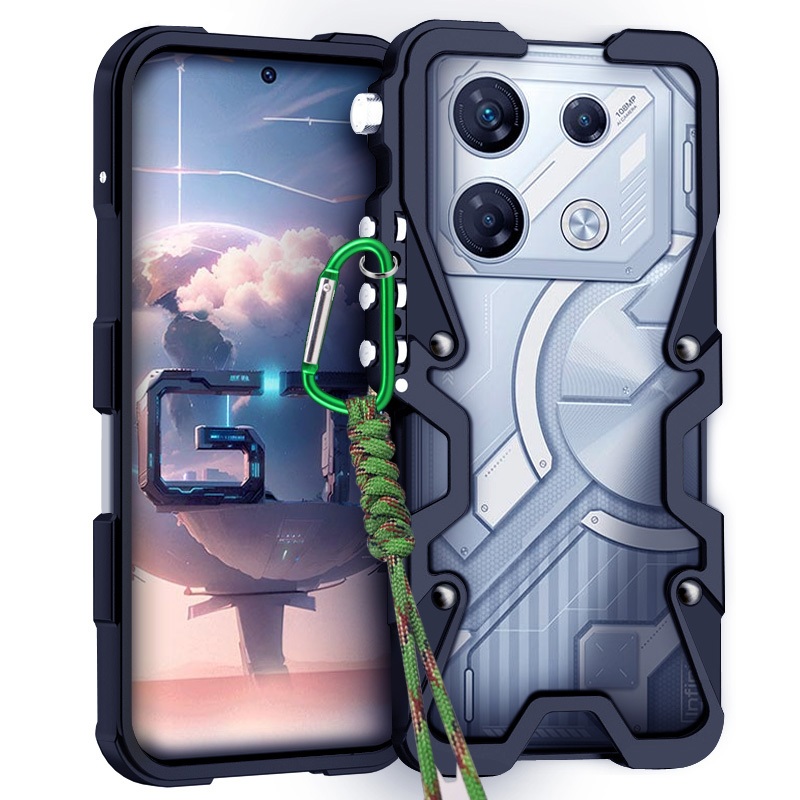 เคสป้องกันเกราะเหมาะสําหรับ infinix GT10Pro GT20Pro Note30Pro Note40 Nte40Pro Zero30 heavy-duty โลหะอลูมิเนียมฝาครอบวงเล็บเกราะดูดซับแรงกระแทก