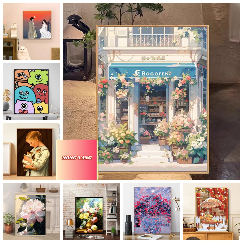 Nong Yang-30*40cm/40*50cm-ระบายสีตามตัวเลข-พร้อมสต็อกล้างสต็อก-ทําเองภาพสีน้ํามันดิจิตอลผู้ใหญ่อะคริลิบรรจุมือวาดภาพประกอบรักษาชุดบีบอัดสีน้ํามันสี--ภาพระบายสีตามตัวเลข --ภาพวาดระบายสีตามตัวเลข--ภาพระบายสีตามตัวเลข --ระบายสีตามตัวเลขจีน--รูประบายสี-