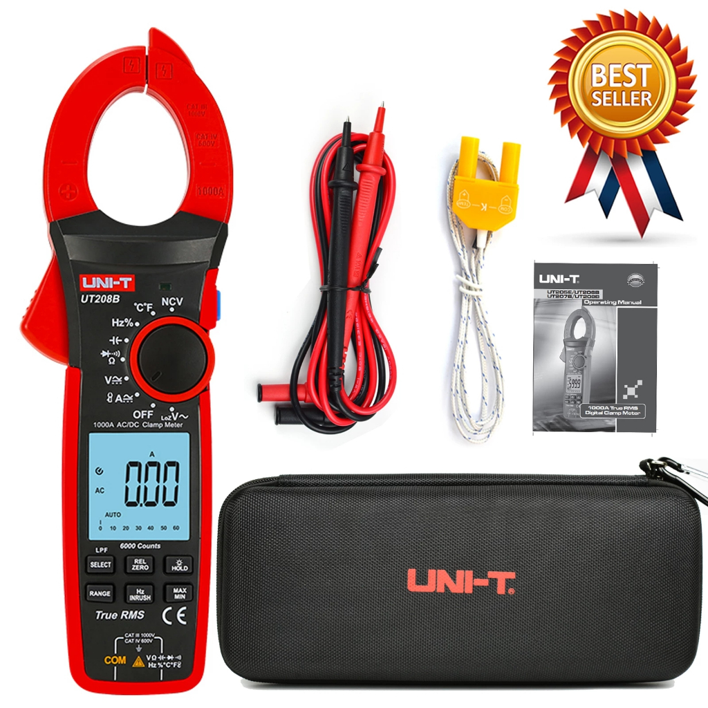 UNI-T UT206B / UT207B / UT208B 1000A True RMS แคลมป์มิเตอร์ดิจิตอล; ช่างไฟฟ้าอัจฉริยะจอแสดงผลดิจิตอล