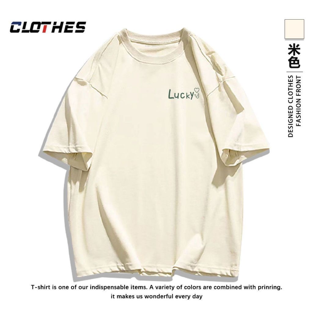[L-4XL] เสื้อยืดคู่รักแขนสั้นพิมพ์ลายตัวอักษรขนาดใหญ่ผู้หญิงฤดูใบไม้ผลิ/ฤดูร้อนหลวมและหลากหลาย